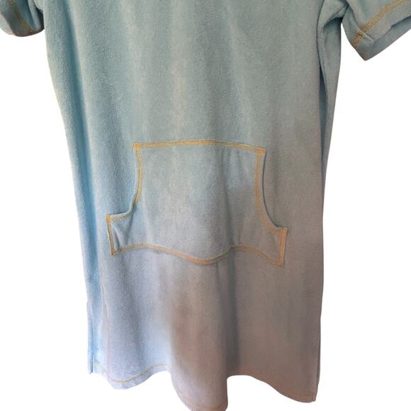 QUACKER FACTORY Terry Hoodie Swim Dress Cover-Up Aqua Blue Sequins Beads Size M - Picture 3 of 15